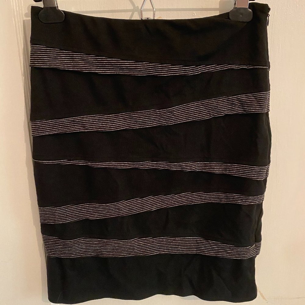 Tight Black Skirt with White Stripes